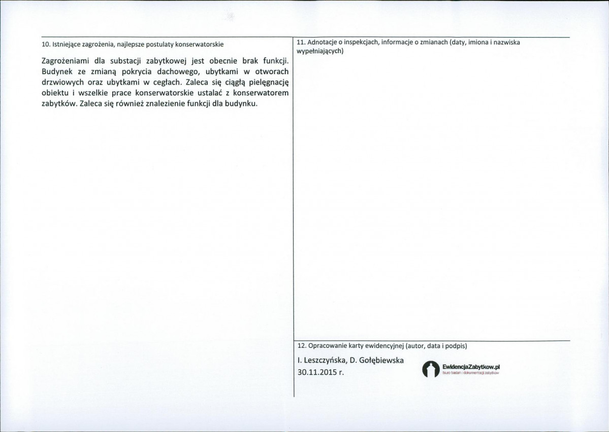 Karta obiektu niewpisanego do rejestru, skan nr 2