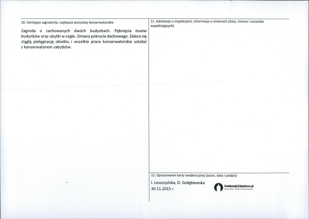 Karta obiektu niewpisanego do rejestru, skan nr 2