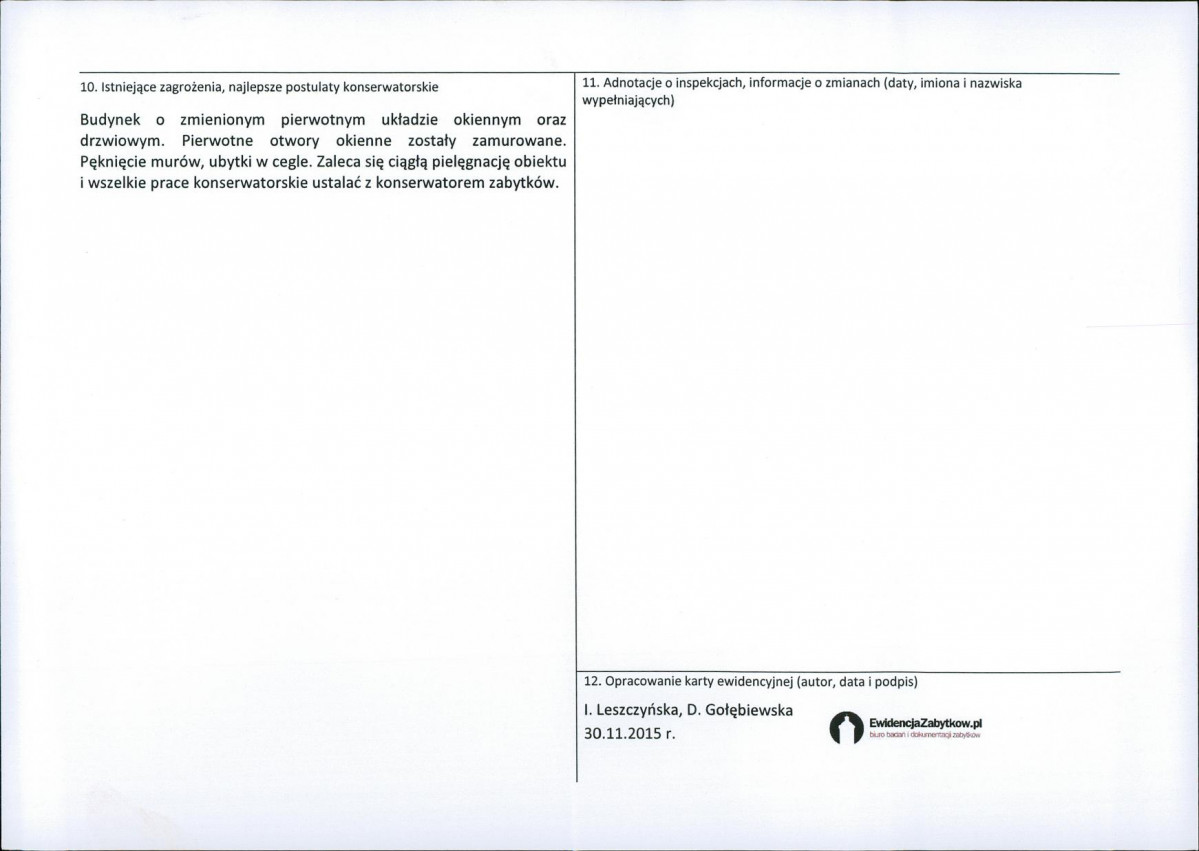 Karta obiektu niewpisanego do rejestru, skan nr 2