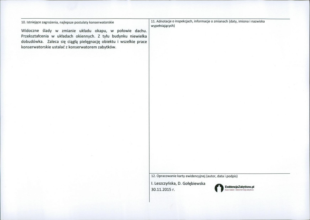 Karta obiektu niewpisanego do rejestru, skan nr 2