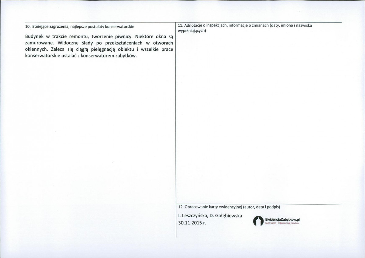 Karta obiektu niewpisanego do rejestru, skan nr 2