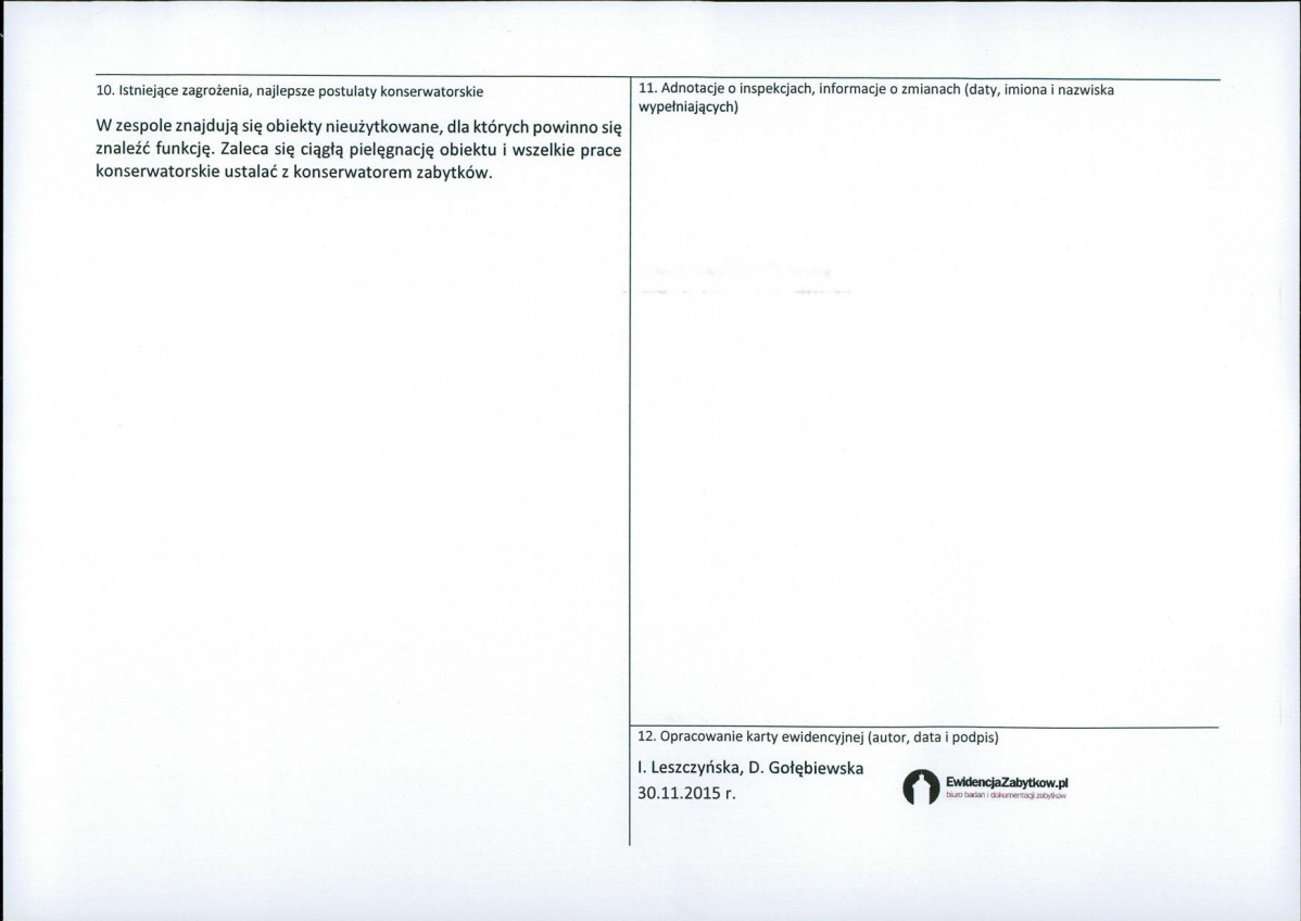 Karta obiektu niewpisanego do rejestru, skan nr 2