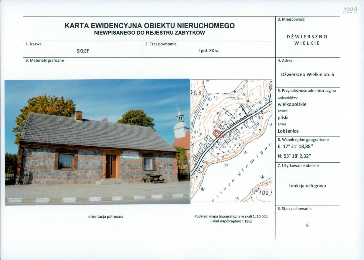 Karta obiektu niewpisanego do rejestru, skan nr 1