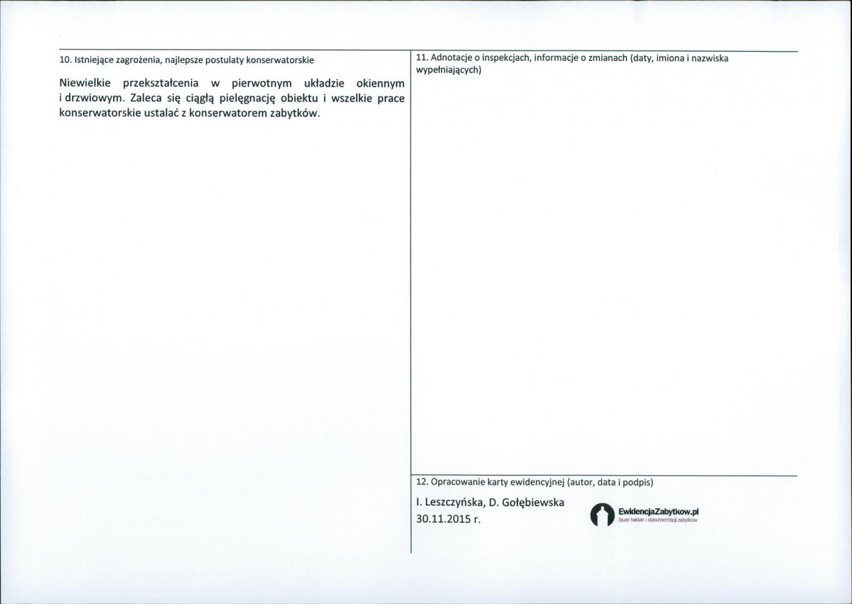 Karta obiektu niewpisanego do rejestru, skan nr 2