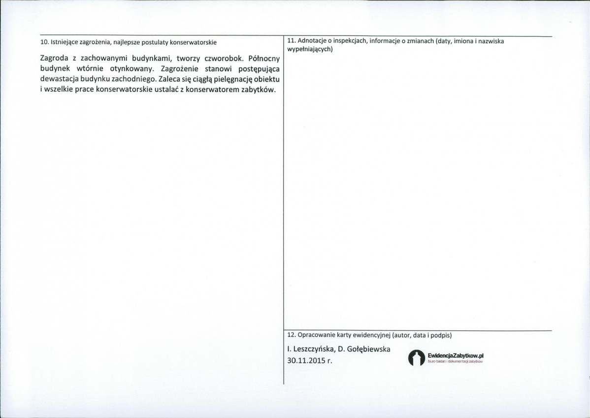 Karta obiektu niewpisanego do rejestru, skan nr 2