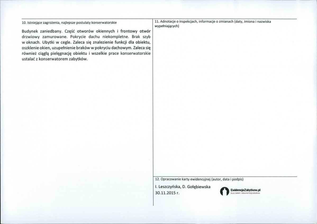 Karta obiektu niewpisanego do rejestru, skan nr 2