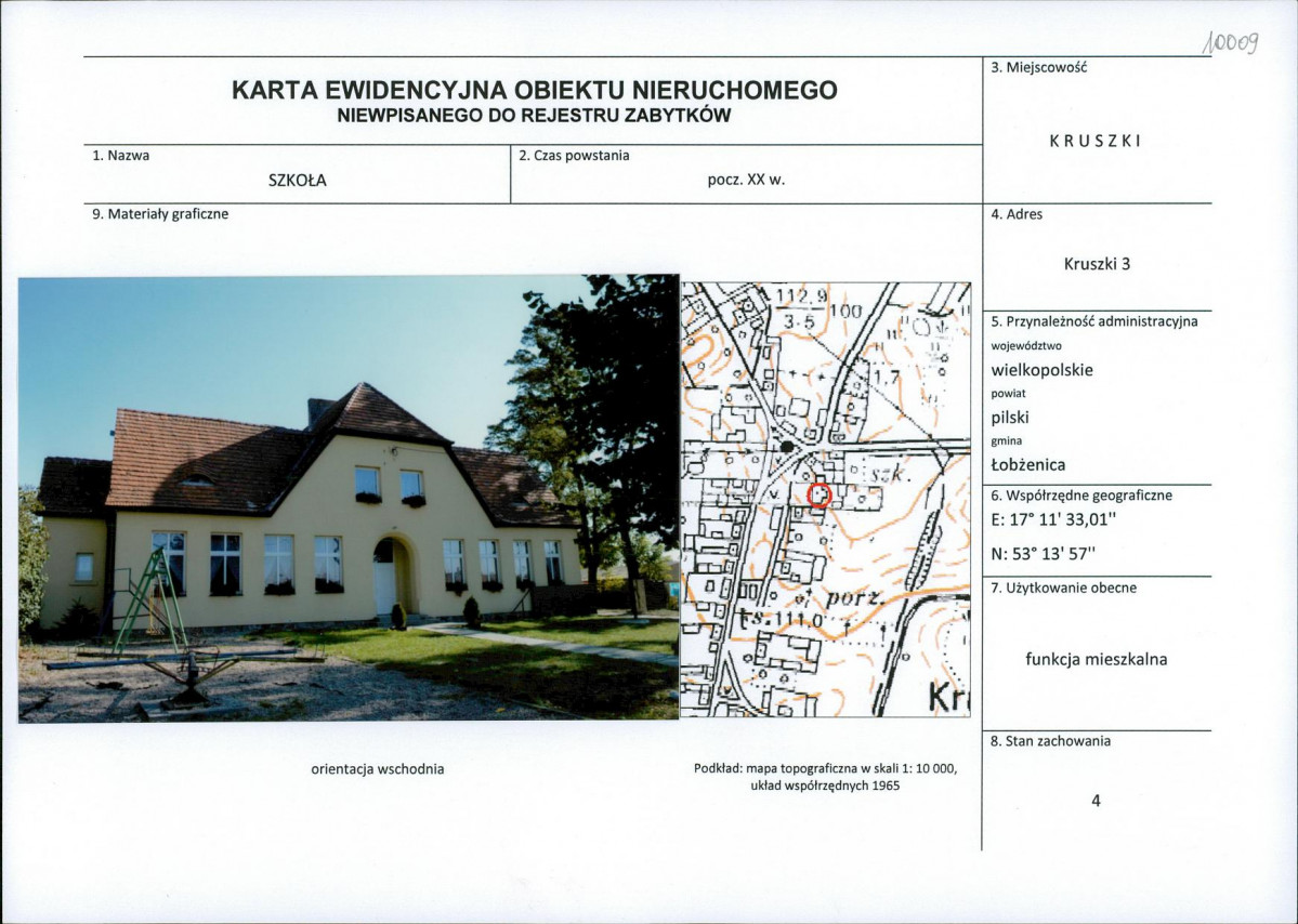 Karta obiektu niewpisanego do rejestru, skan nr 1