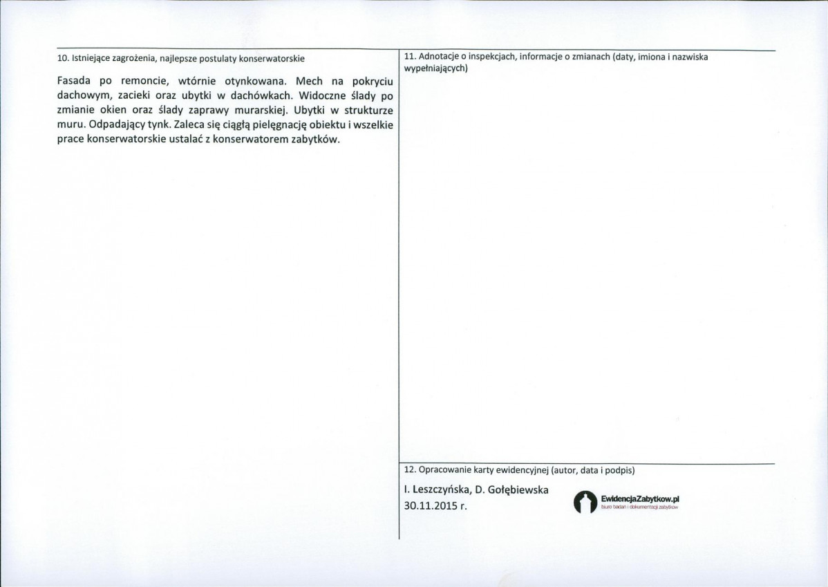 Karta obiektu niewpisanego do rejestru, skan nr 2