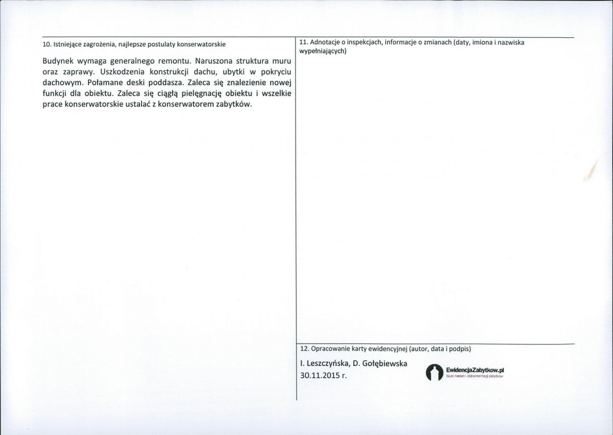 Karta obiektu niewpisanego do rejestru, skan nr 2