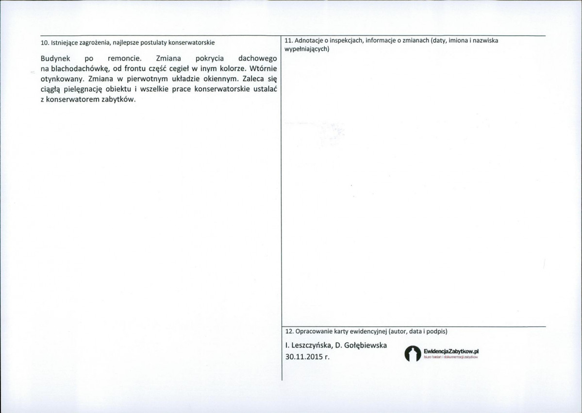 KEZN - Karta obiektu niewpisanego do rejestru, skan nr 2
