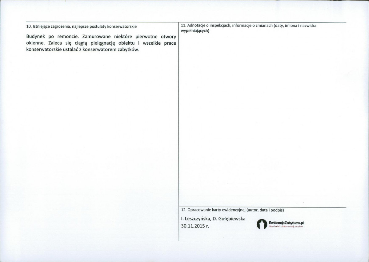 Karta obiektu niewpisanego do rejestru, skan nr 2