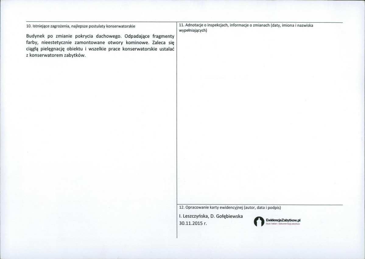 Karta obiektu niewpisanego do rejestru, skan nr 2