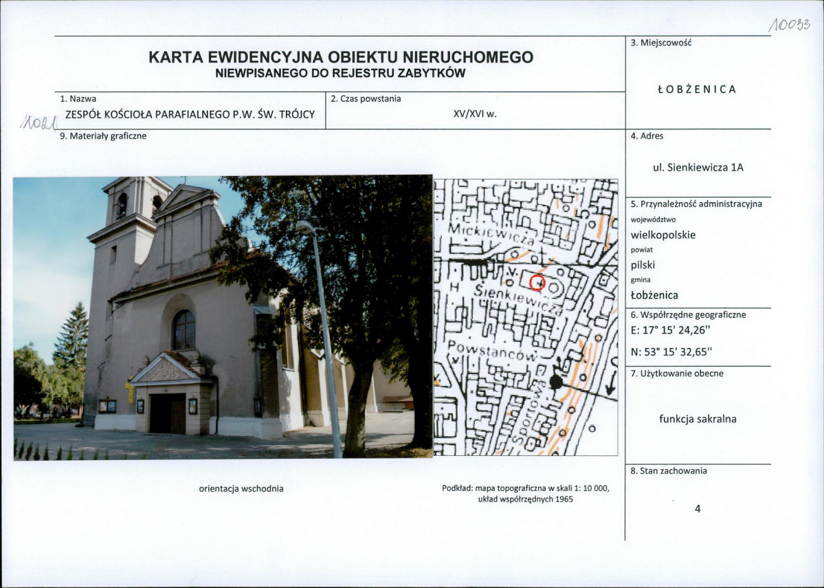 Karta obiektu niewpisanego do rejestru, skan nr 1