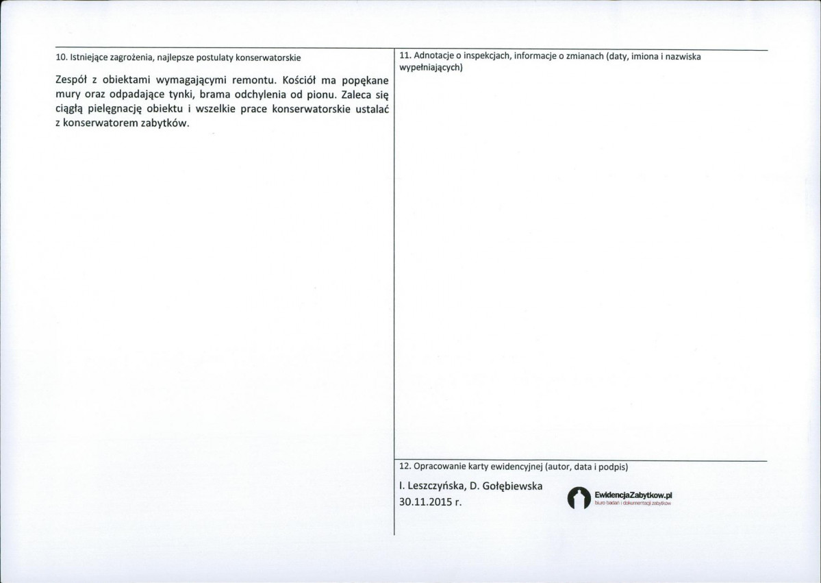 Karta obiektu niewpisanego do rejestru, skan nr 2