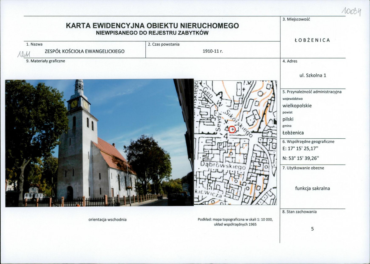 Karta obiektu niewpisanego do rejestru, skan nr 1