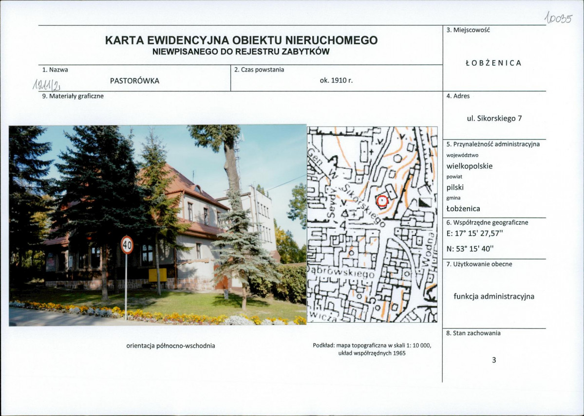 Karta obiektu niewpisanego do rejestru, skan nr 1