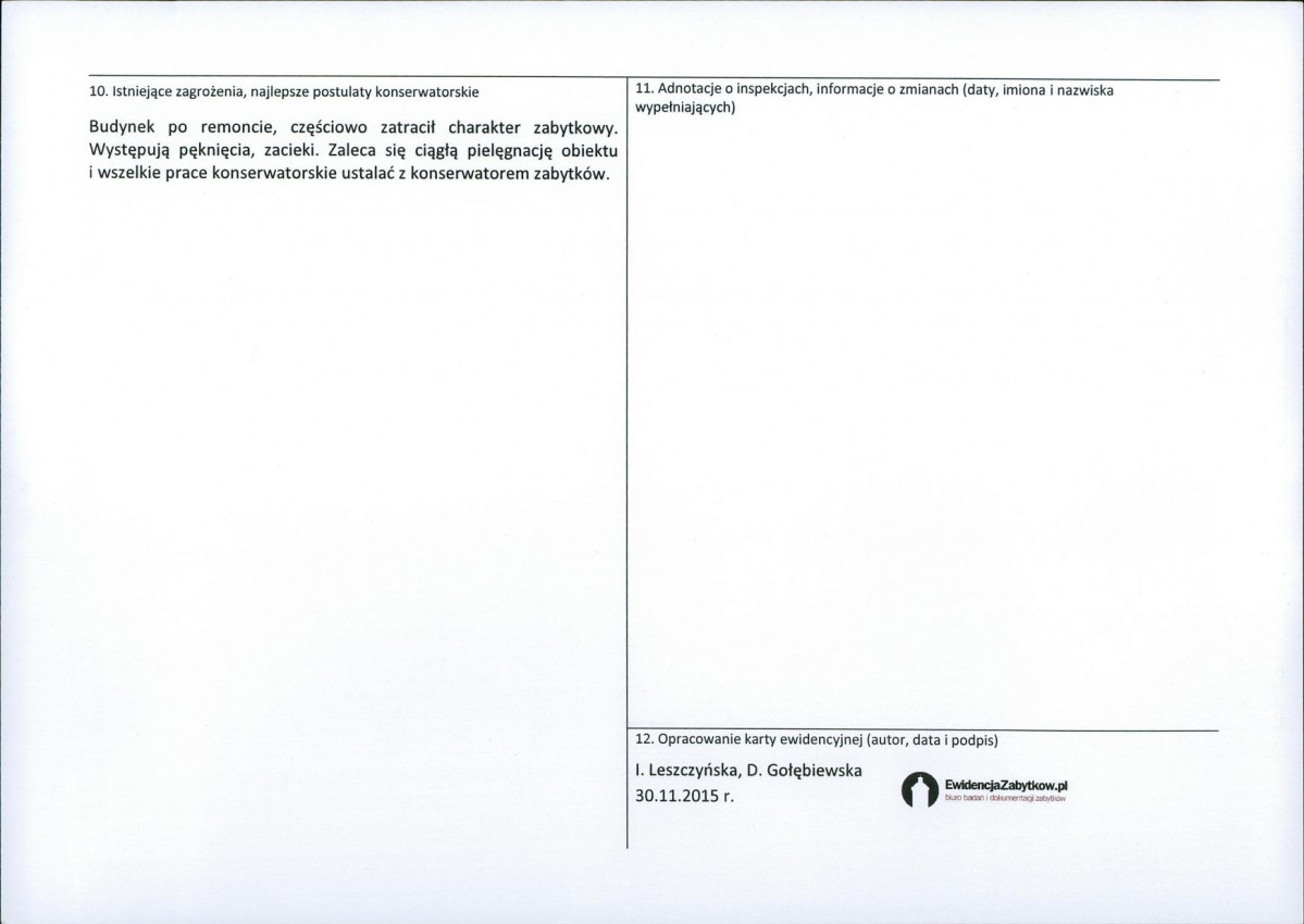 Karta obiektu niewpisanego do rejestru, skan nr 2