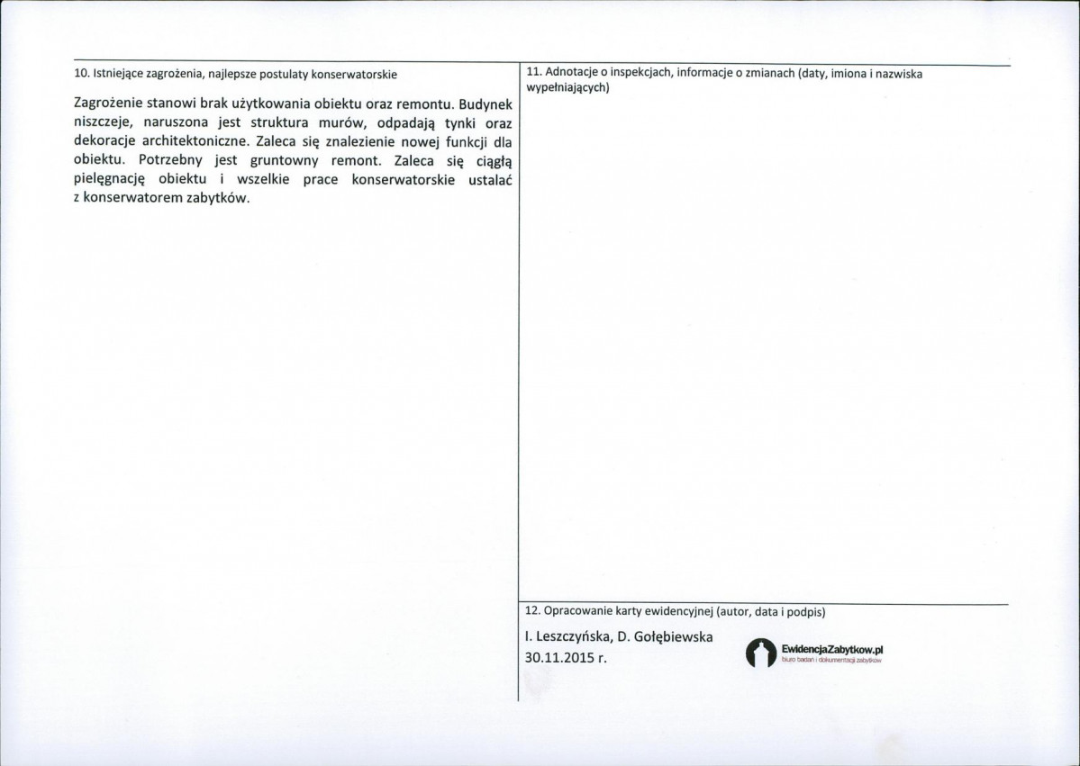 Karta obiektu niewpisanego do rejestru, skan nr 2