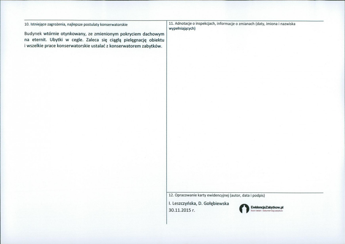 Karta obiektu niewpisanego do rejestru, skan nr 2