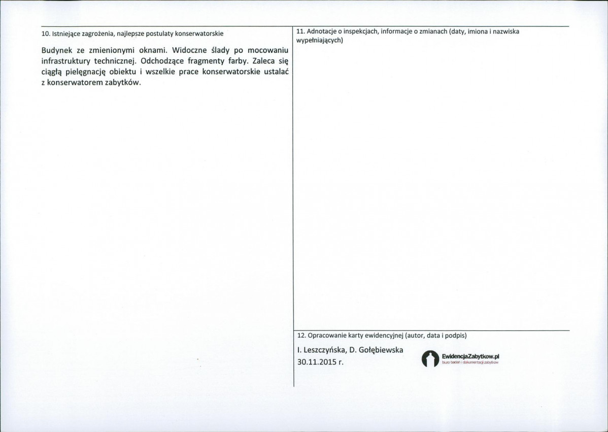 Karta obiektu niewpisanego do rejestru, skan nr 2