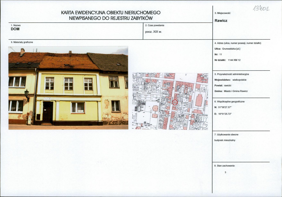 Karta obiektu niewpisanego do rejestru, skan nr 1
