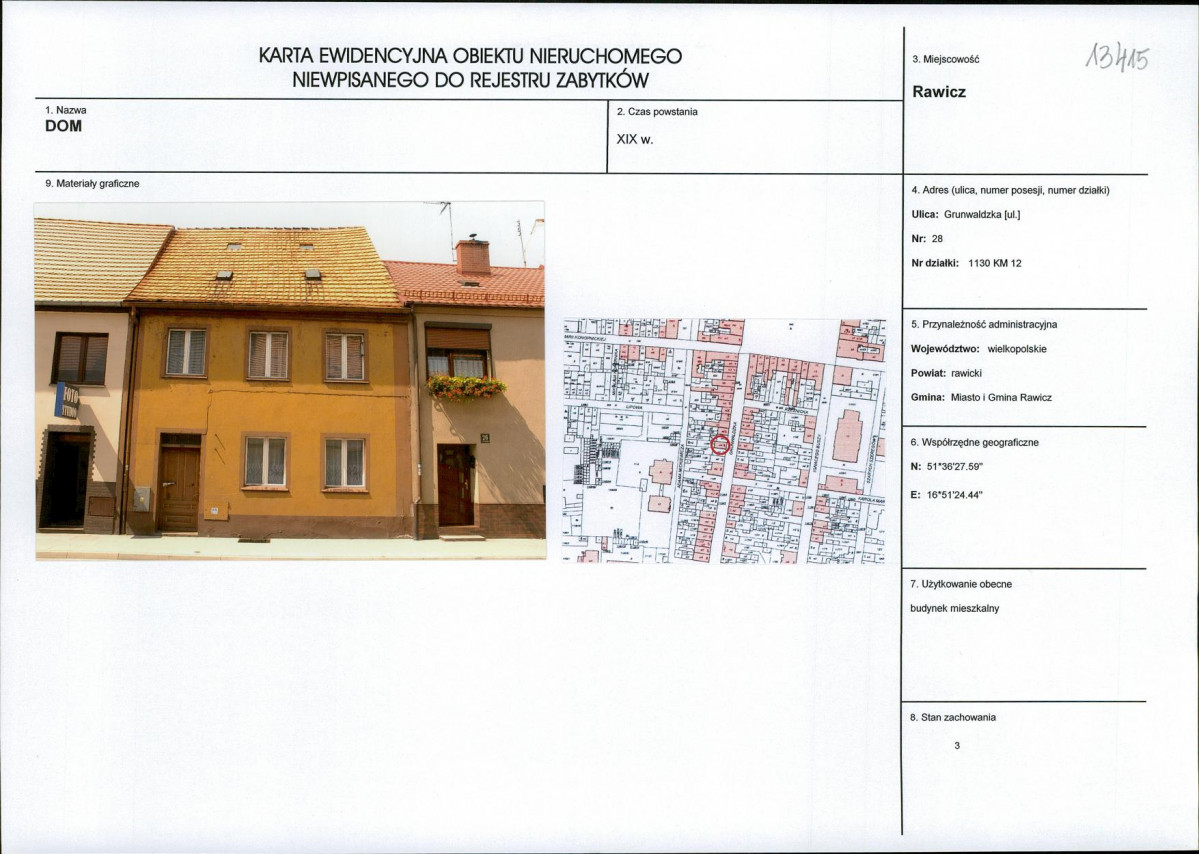 Karta obiektu niewpisanego do rejestru, skan nr 1