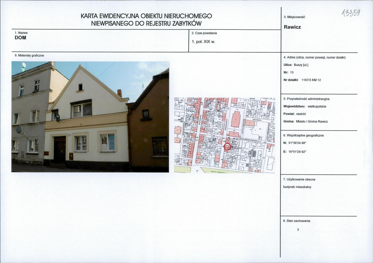 Karta obiektu niewpisanego do rejestru, skan nr 1