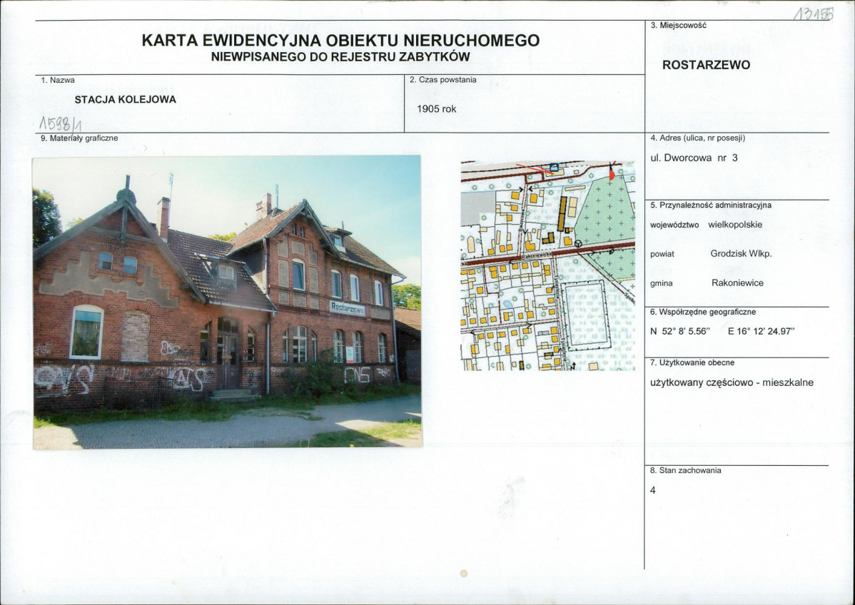 Karta obiektu niewpisanego do rejestru, skan nr 1
