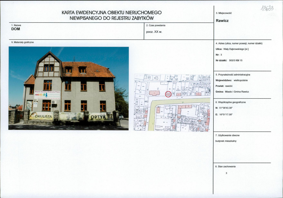 Karta obiektu niewpisanego do rejestru, skan nr 1