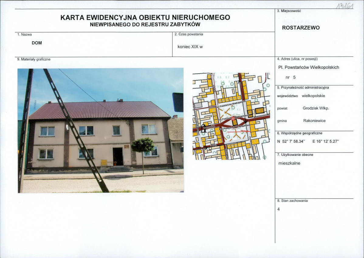 Karta obiektu niewpisanego do rejestru, skan nr 1