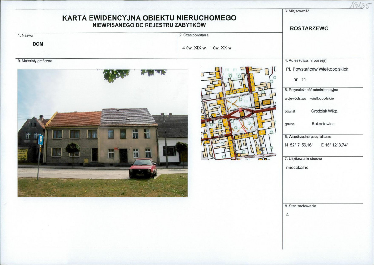 Karta obiektu niewpisanego do rejestru, skan nr 1