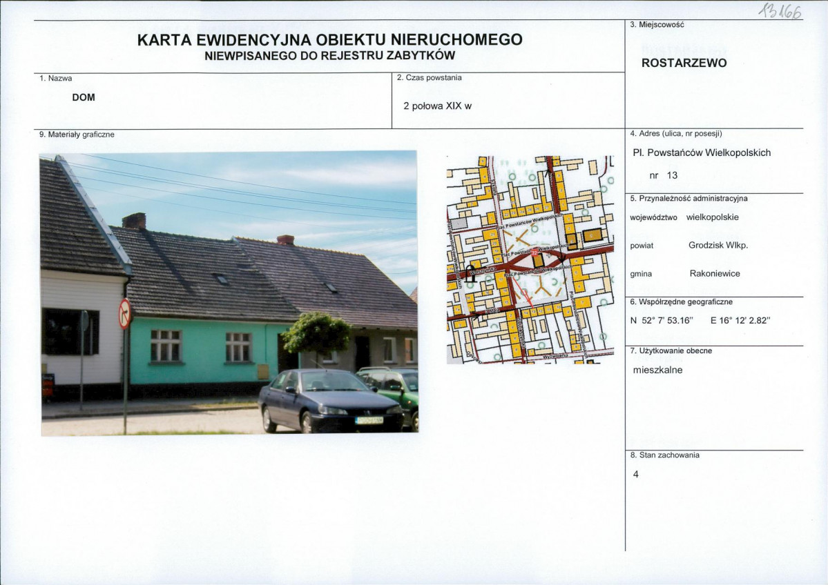 Karta obiektu niewpisanego do rejestru, skan nr 1
