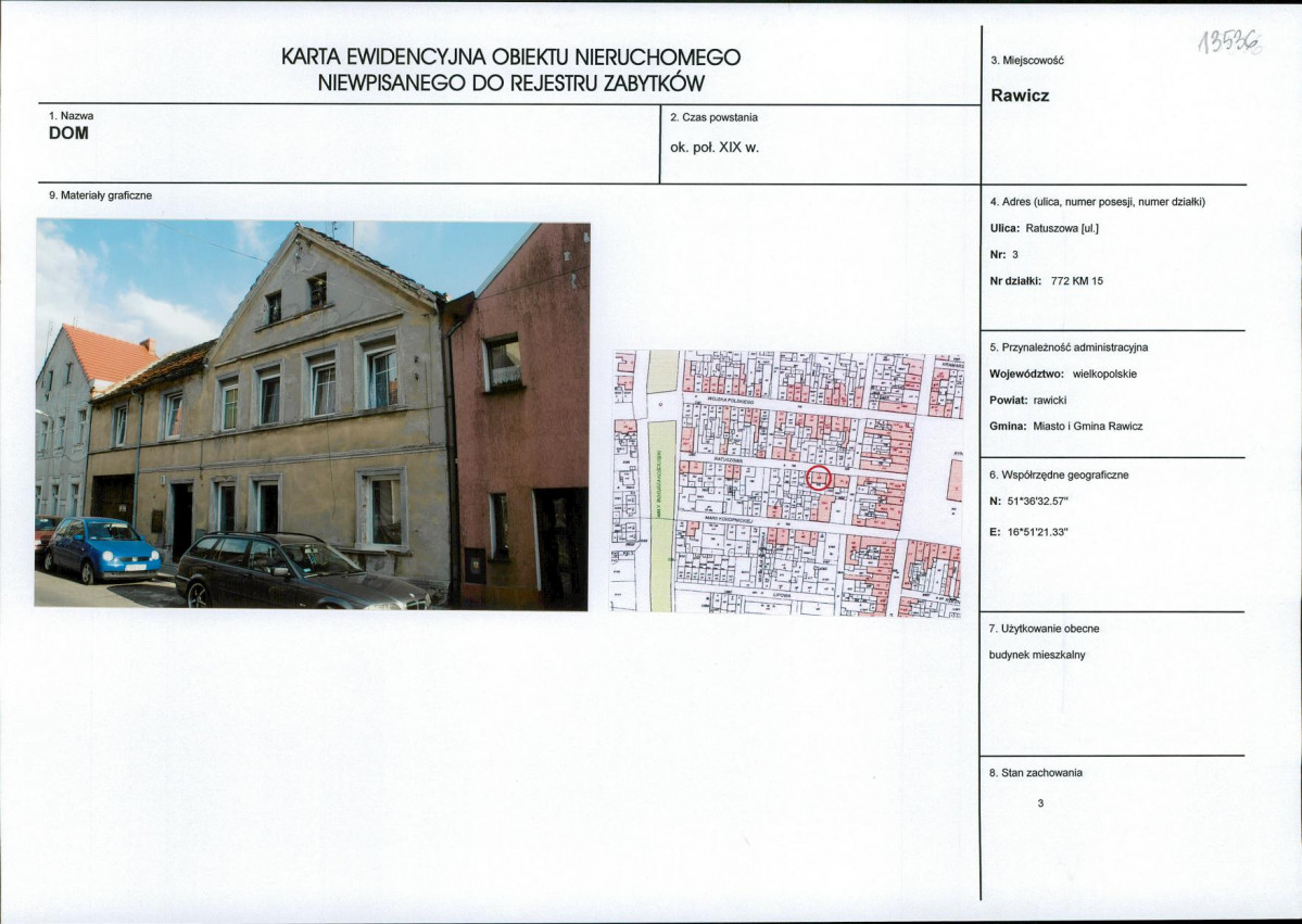 Karta obiektu niewpisanego do rejestru, skan nr 1