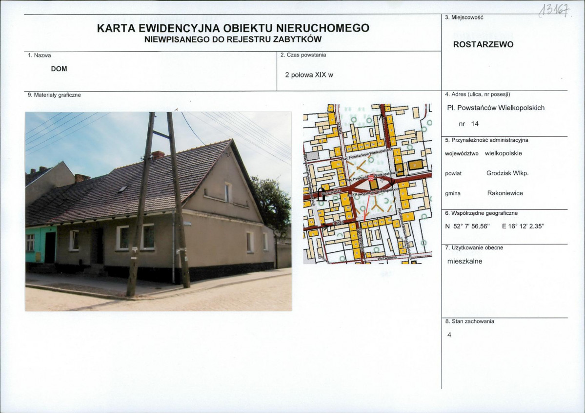 Karta obiektu niewpisanego do rejestru, skan nr 1