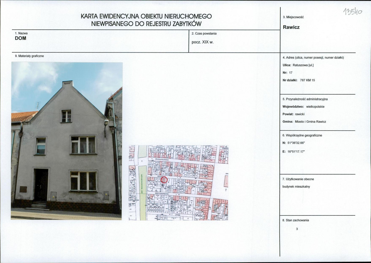 Karta obiektu niewpisanego do rejestru, skan nr 1