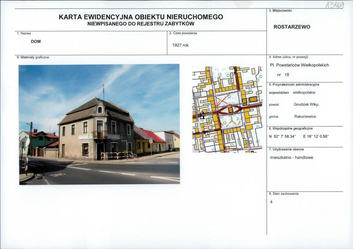 Karta obiektu niewpisanego do rejestru, skan nr 1