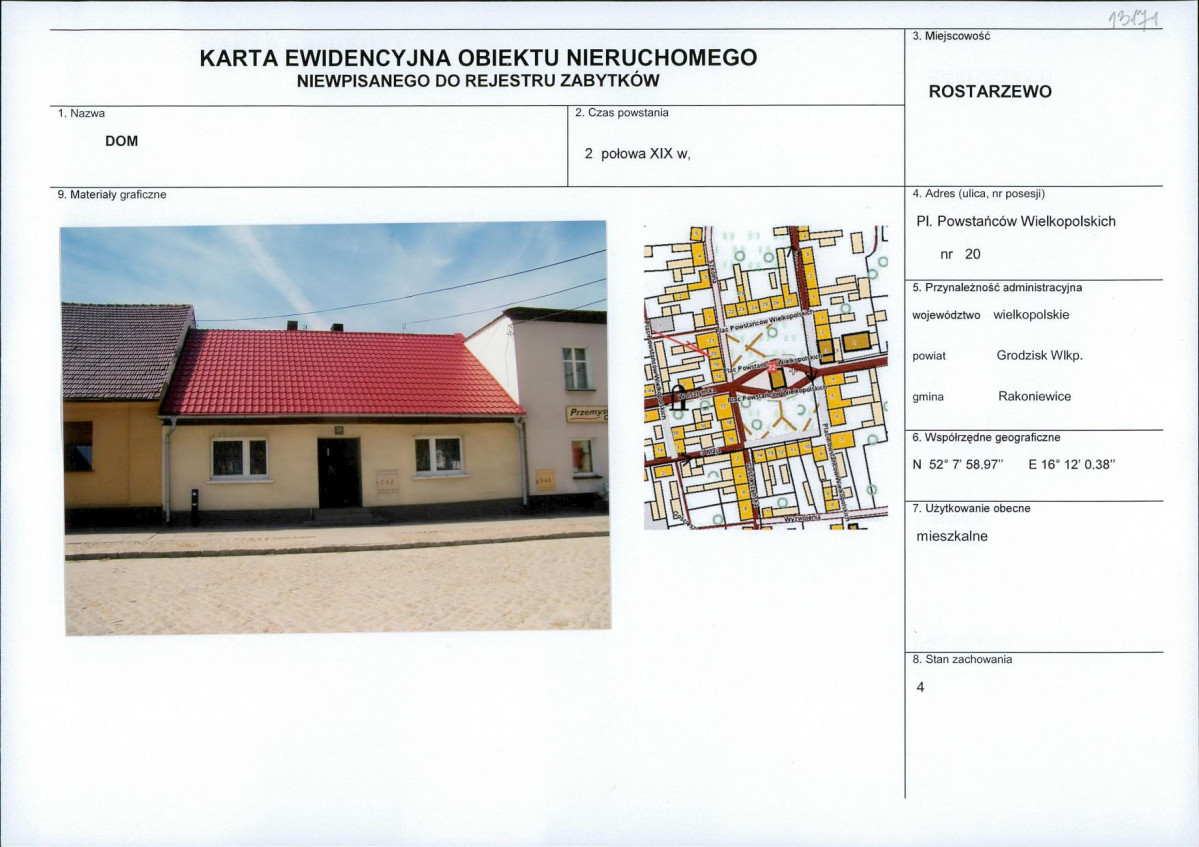 Karta obiektu niewpisanego do rejestru, skan nr 1