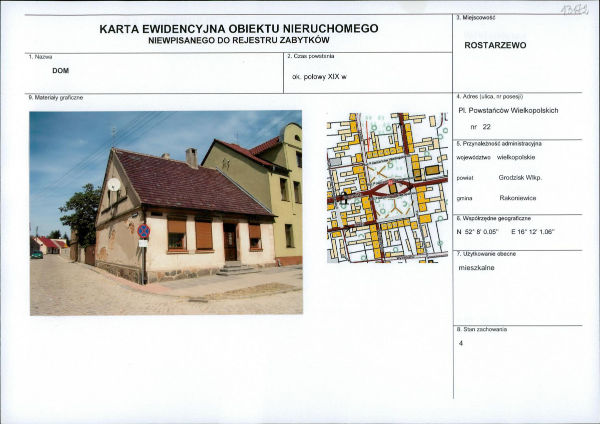 Karta obiektu niewpisanego do rejestru, skan nr 1