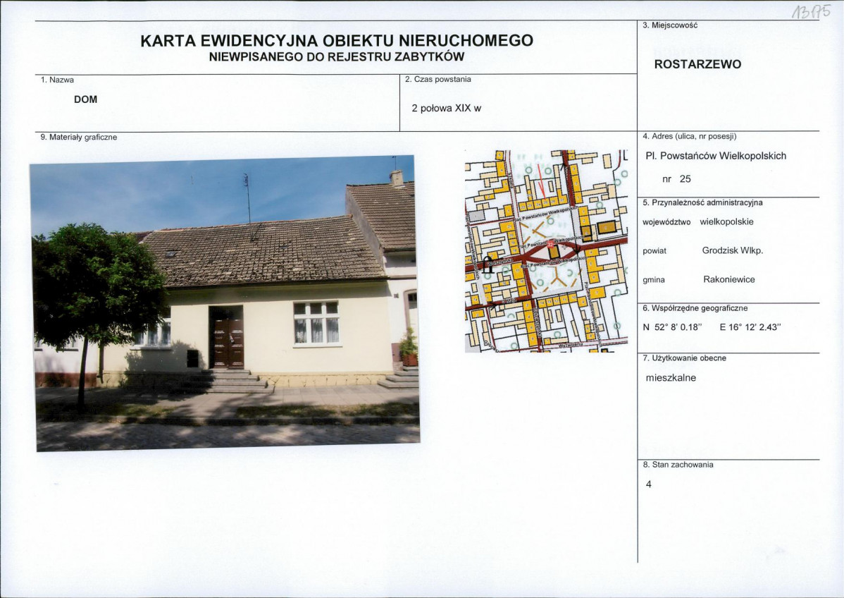 Karta obiektu niewpisanego do rejestru, skan nr 1