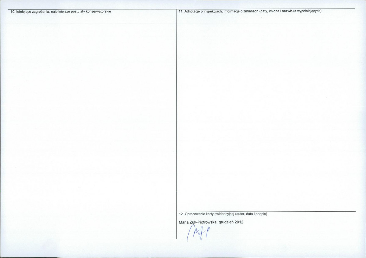 Karta obiektu niewpisanego do rejestru, skan nr 2