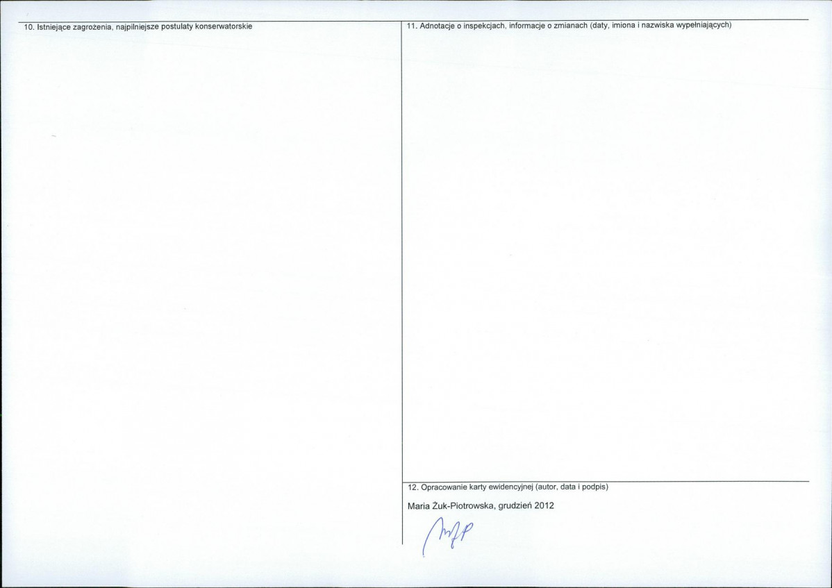 Karta obiektu niewpisanego do rejestru, skan nr 2