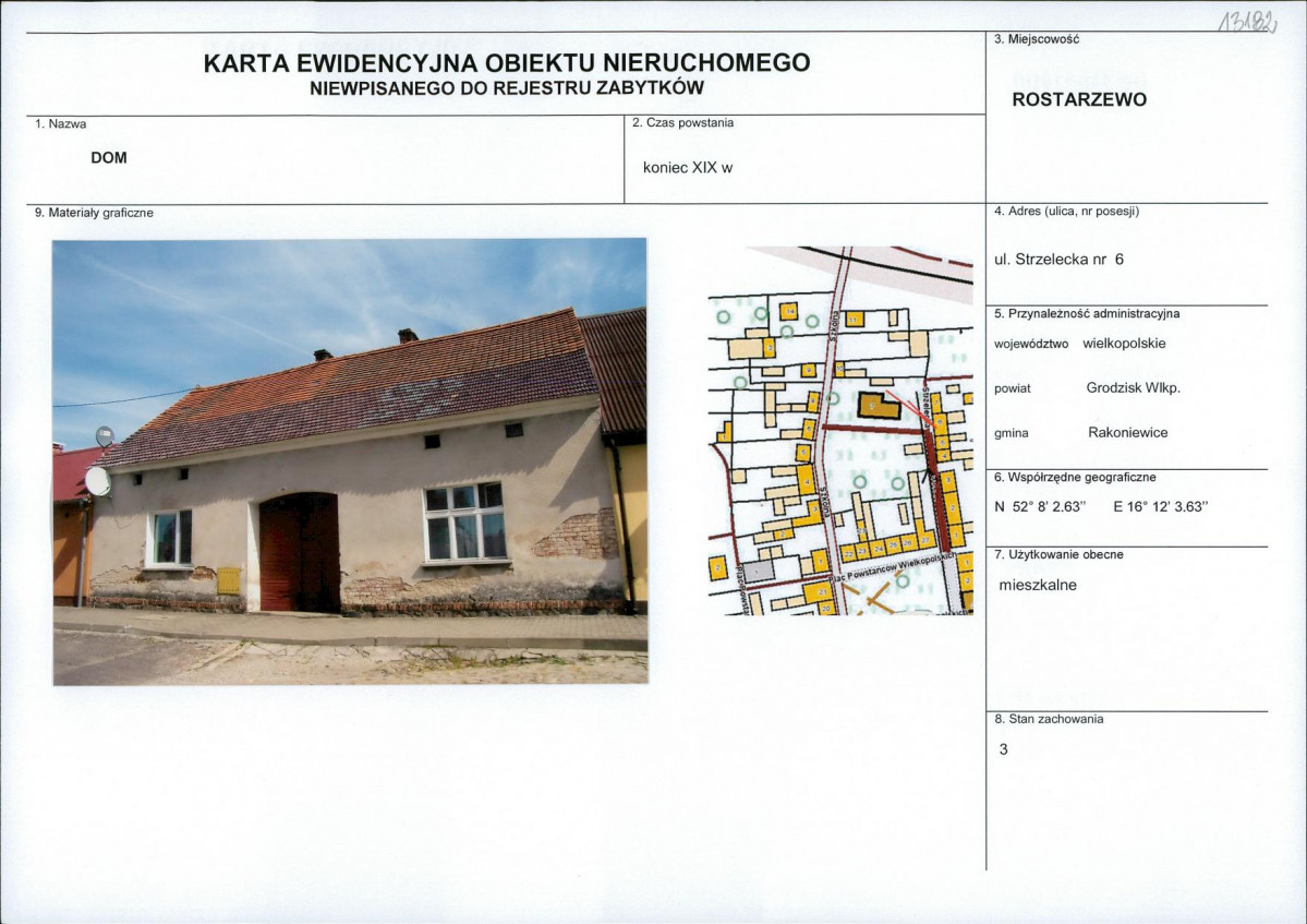 Karta obiektu niewpisanego do rejestru, skan nr 1