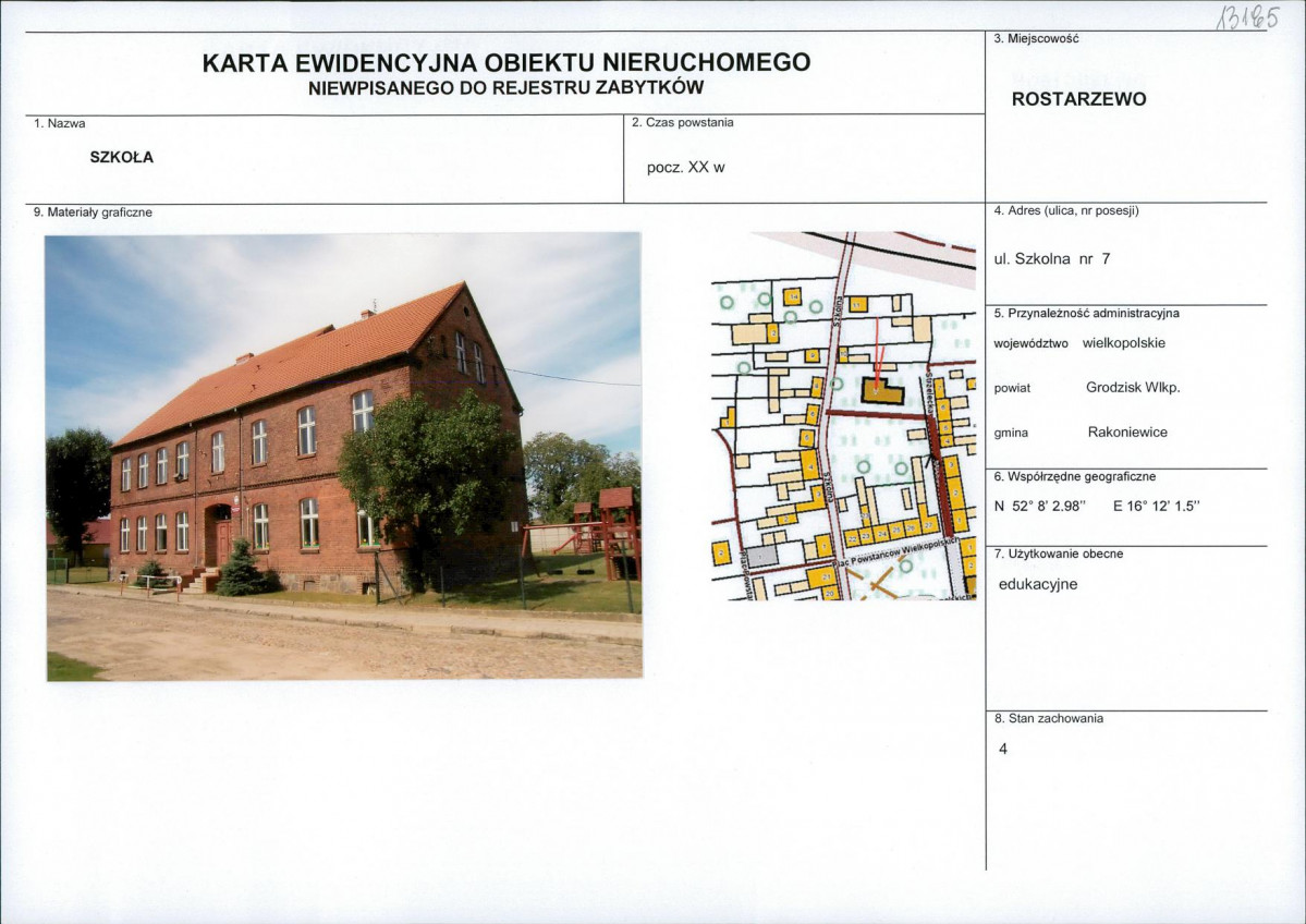 Karta obiektu niewpisanego do rejestru, skan nr 1