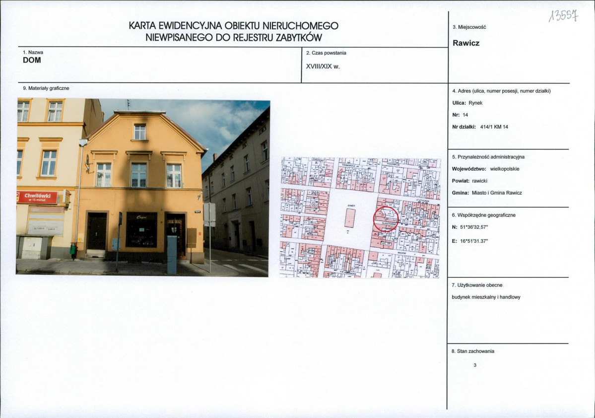 Karta obiektu niewpisanego do rejestru, skan nr 1