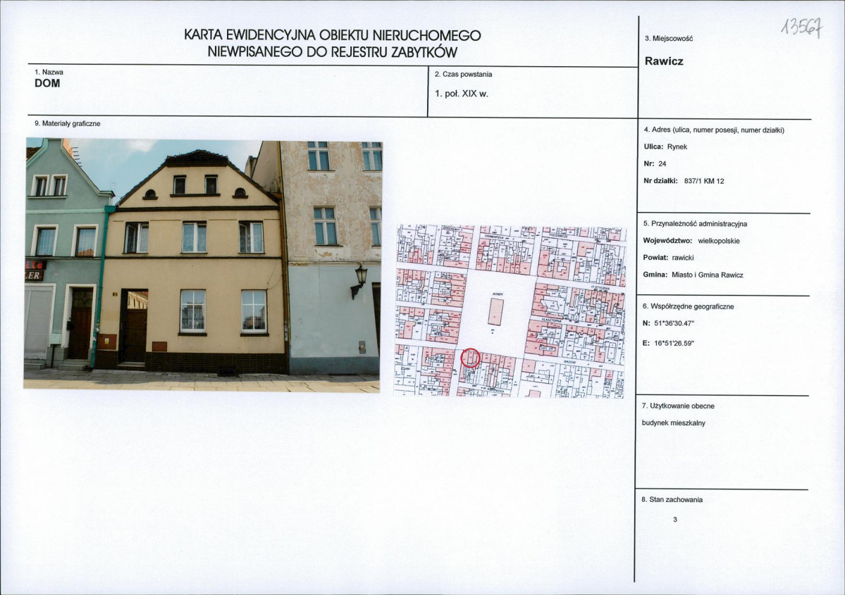 Karta obiektu niewpisanego do rejestru, skan nr 1