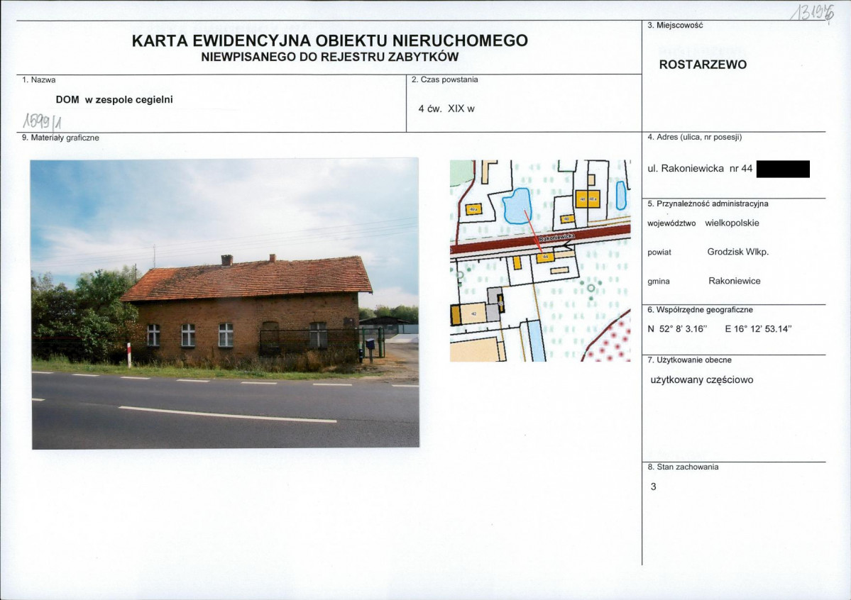 KEZN - Karta obiektu niewpisanego do rejestru, skan nr 1