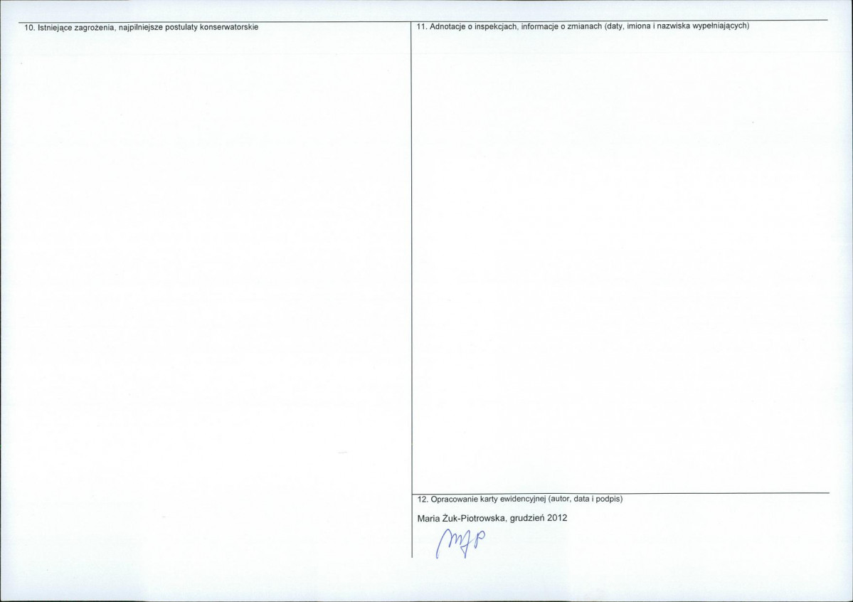 KEZN - Karta obiektu niewpisanego do rejestru, skan nr 2