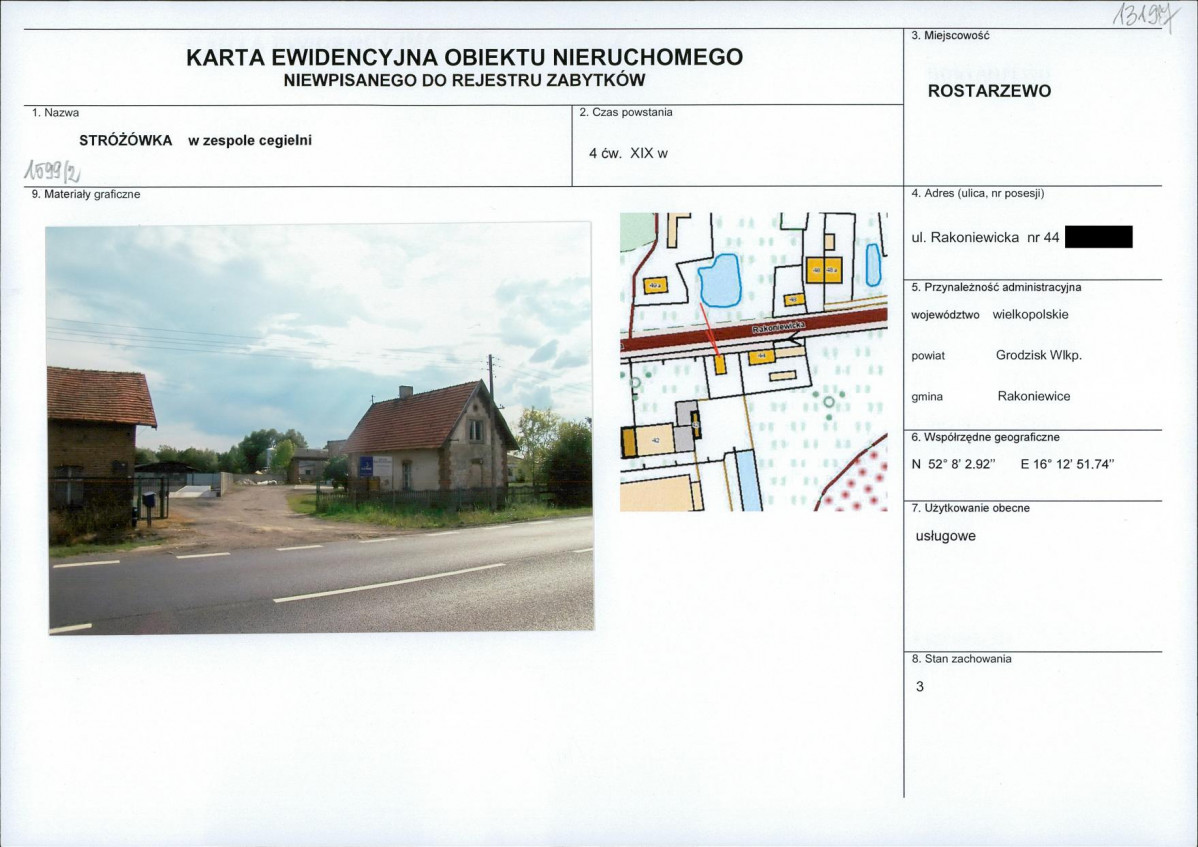 KEZN - Karta obiektu niewpisanego do rejestru, skan nr 1