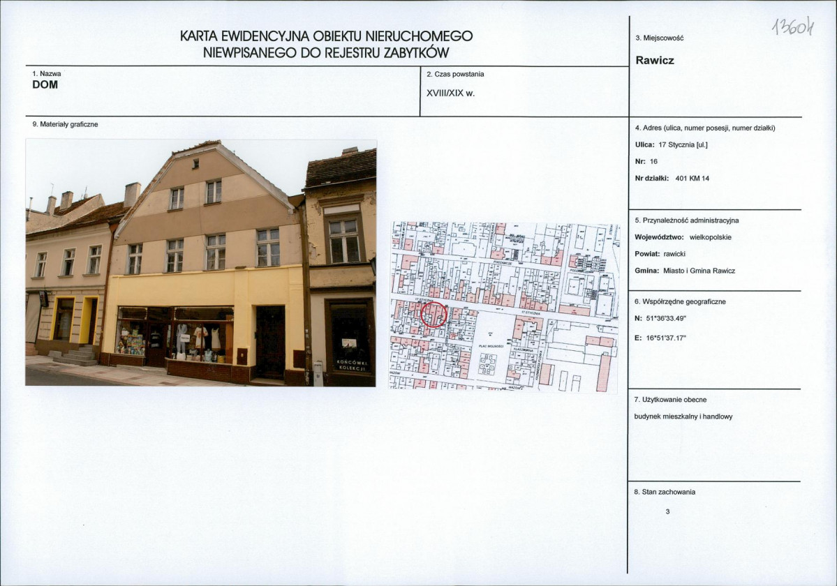 Karta obiektu niewpisanego do rejestru, skan nr 1