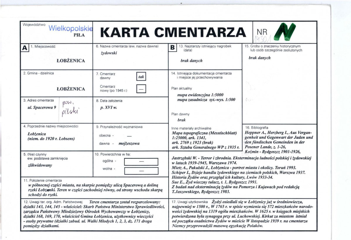 Karta cmentarza, skan nr 1
